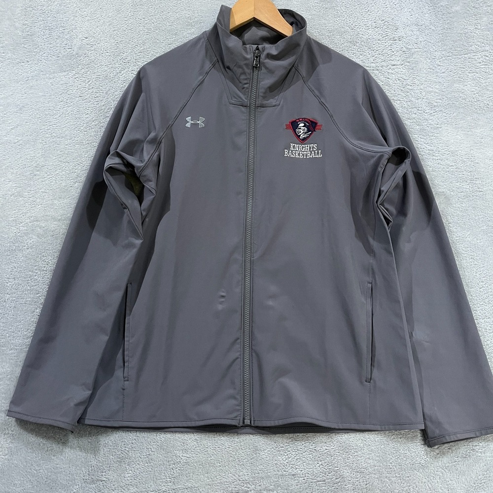 Under Armour Jacket Womens Medium Loose Full Zip Gray Basketball Lightweight